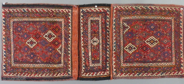 Complete set of finely woven Flat Woven Saddle Bags. Quchan Kurd, Northeast of Iran They measure 37" x 15". They seem to be in mint condition.
 It’s most likely early 20th Century.  ...