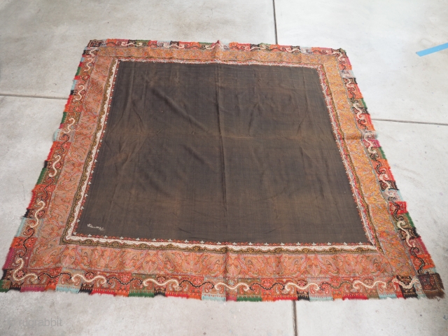 Kashmir foldover shawl. Circa 1850's.62x62 inches (158cm squared)In excellent condition                       