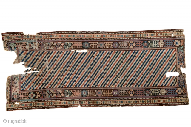 Shirvan Rug Runner Fragment, 1800s. Fragmented, as shown. Definitely an older piece. Great wool, awesome colors. 3'6" x 8'. Contact for more info.          