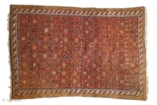 Fine Karabagh rug. Lattice motif, good shape, light oxidation. 4'1" x 5'9", contact for more info.                 