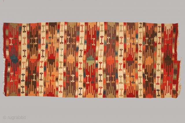 Anatolian kilim with 9 saf-like bands woven in two pieces, 150 x 366cm, circa 1800, This kilim is in extrordinary condition, with no repairs or reweaving. I have not seen another kilim  ...