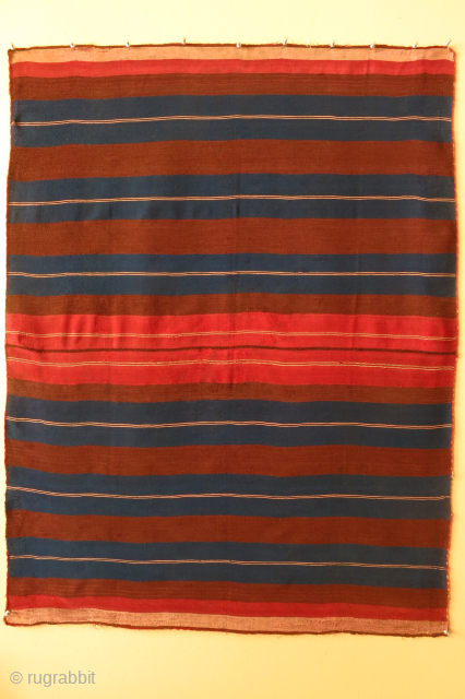 Bolivian woman's mantle (iscayo) 39 x 52 inches, 19th century, overall in very good condition with the exception of several small rewoven areas in the center bands. I find the "brown" bands  ...
