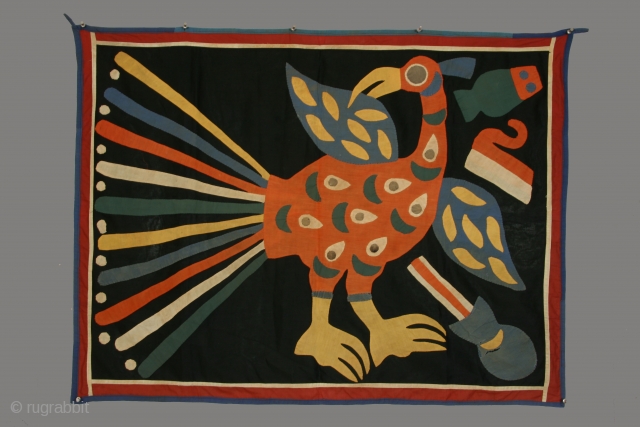 Geneological chief's banner, Abomey, Benin, cotton applique, mid 20th century, 31 x 41 inches                   