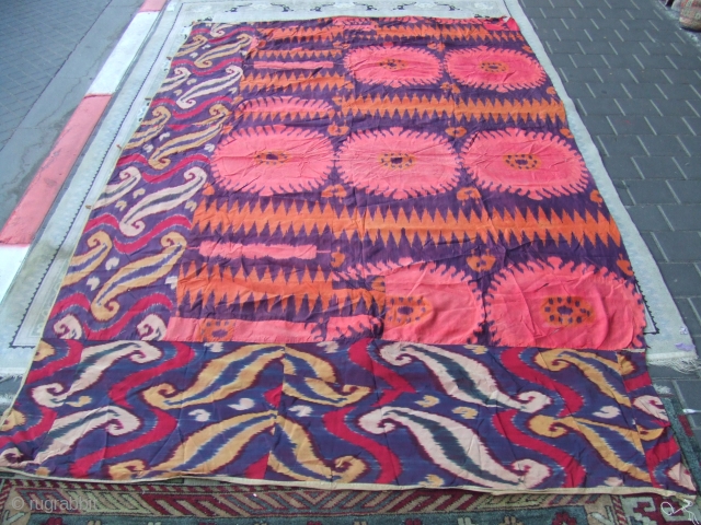 Uzbek ikat silk size:265x165-cm / 104.3x64.9-inches                           