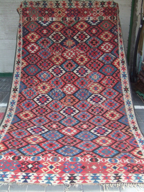 Caucasian Kilim Size: 320x184-cm /125.9x72.4-inches
The kilim has been fixed in some places(as you can see on the pictures)Very uniqe design!Good luck to all bidders -- Serious bidders only please


    