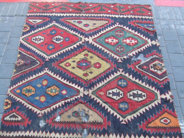 Caucasian kilim fragment size:163x130-cm /64.1x51.1-inches Ask about this 

                        