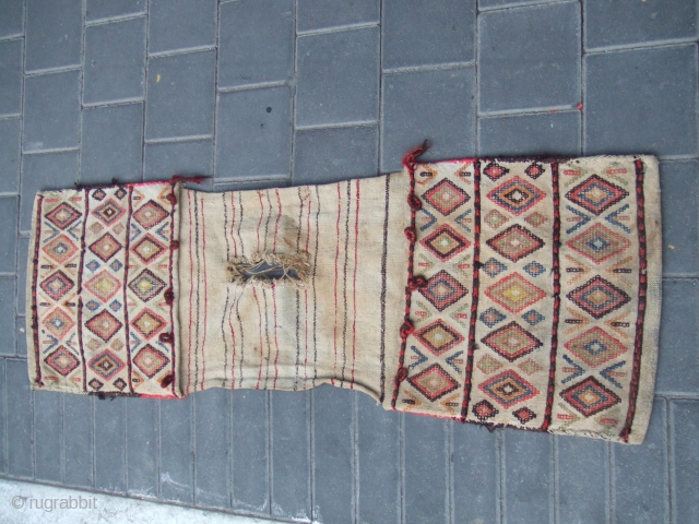 Antique Caucasian or Turkish Flatwoven Saddle bags size:111x36-cm / 43.7x14.1-inches Ask about this 

                   