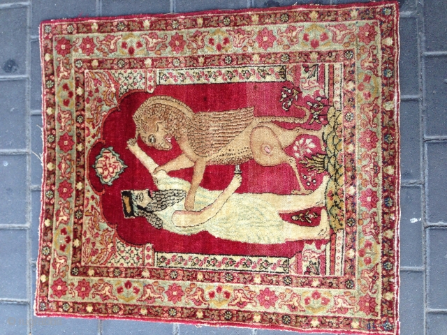 Lavar carman Persian antiqe size:68x60-cm ask                           