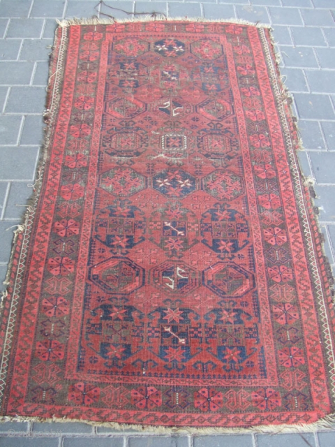 ANTIQUE BALUCH WOOL CARPET 1880-1900 Size: 165x88-cm  /64.9x34.6-inches
Price:200$ or Best Offer
                     