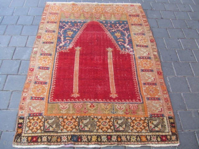 ANTIQUE TURKISH PRAYER rug Size: 154x102-cm / 60.6x40.1-inches   best offer
                     