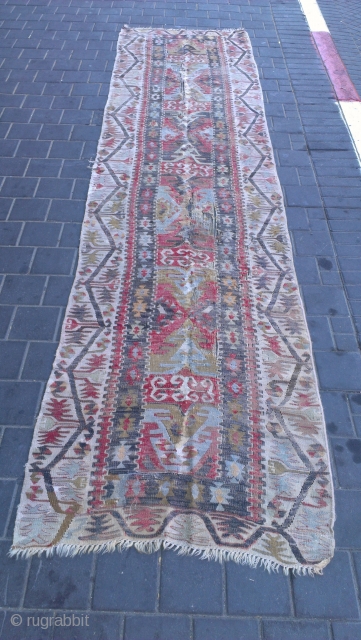 Anatolian kilim fragment size :323x79-cm please ask                          