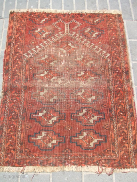 ANTIQUE AFGHAN PRAYER CARPET  92x70-cm  /36.2x27.5-inches
                         