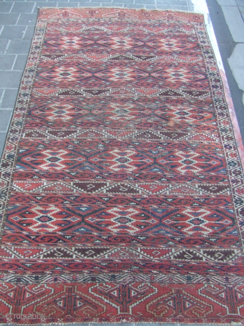 ANTIQUE YOMUD TURKOMAN WOOL RUG TURKESTAN 1880-1900 
Size: 196x107-cm  77.1x42.1-inches
 Best Offer   Good luck to all              