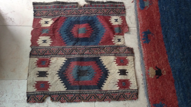 Kilim Caucasian antiqe fragment size:60x55-cm ask                           