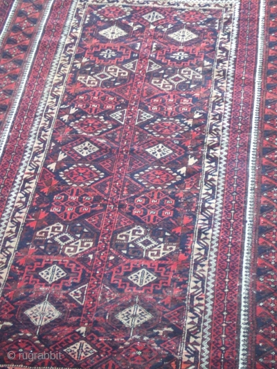 ANTIQUE BALUCH CARPET
This is beautiful Baluch rug carpet ,
Size: 191x112-cm / 75.1x44.0-inches 
1900-1920 I love this antique beauty and I am sure you will too.
        