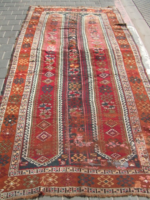 Turkish Yuruk rug,wool, Eastern Turkey, Kurdish weaving, size:265x135-cm / 104.3x53.1-inches                       