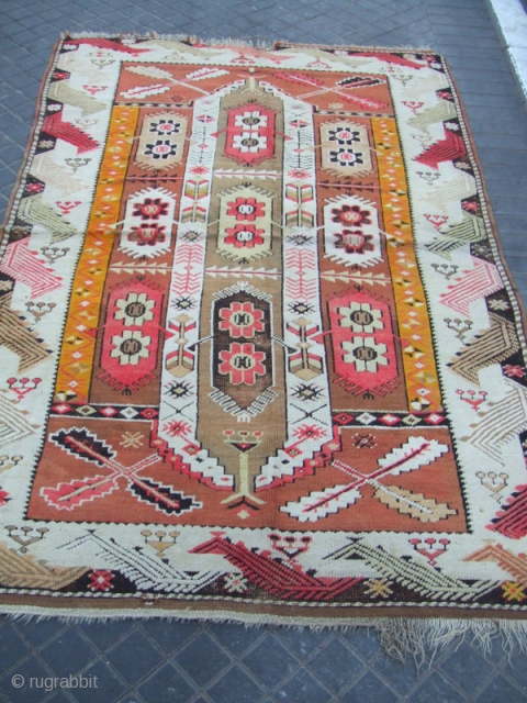 Antique Turkish rug Size:190x120-cm / 74.8x47.2-inches
                           