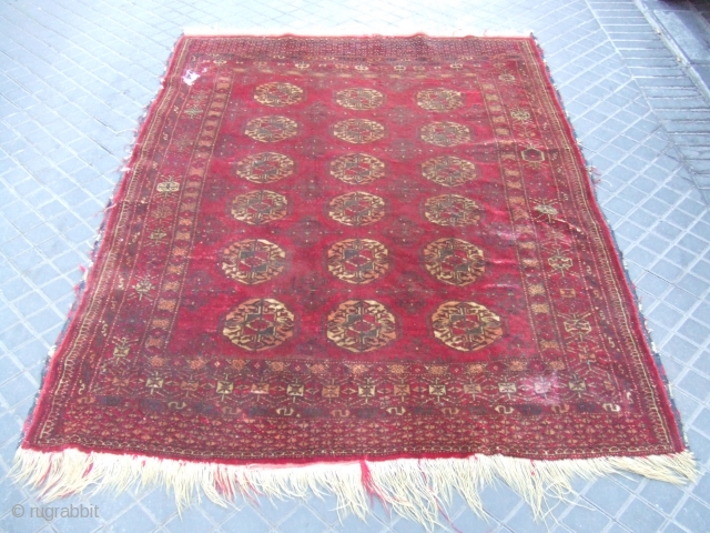 antiqe main rug tekke 190x138-cm / 74.8x54.3-inches the rug is in mint condition some holes never tach fine wive need wash            