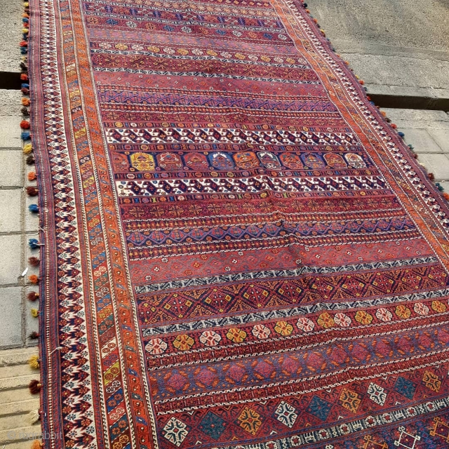 Exceptional antique Afshar kilim

Circa:1900

Size:348x180cm

POR

                             