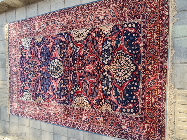 Antique part silk Tehran rug                            