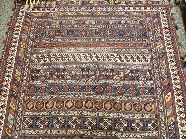 Antique Sumak Afshar kilim
Fine quality
Vegetable dye's

Circa 1900

Size: 273x 157 cm


sold

                       