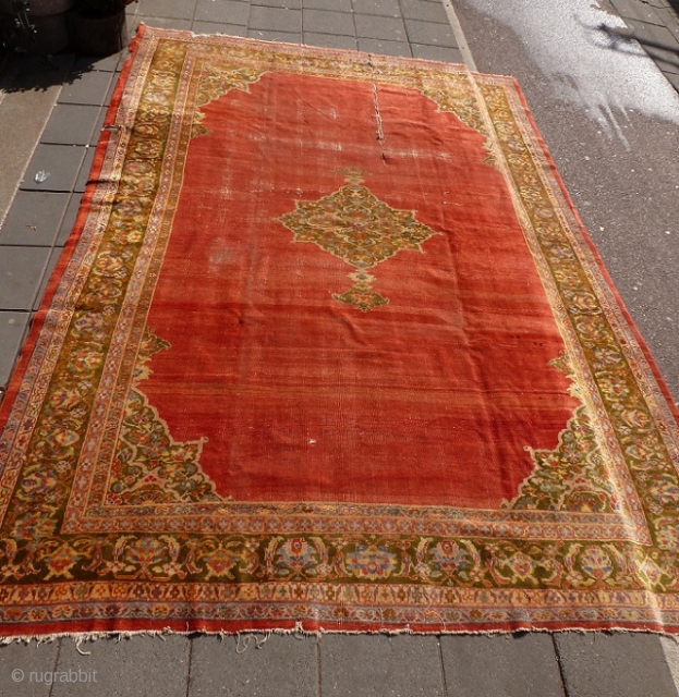 Antique Ziegler 395x280cm , in distressed condition but absolutely a beautiful and elegant rug                   