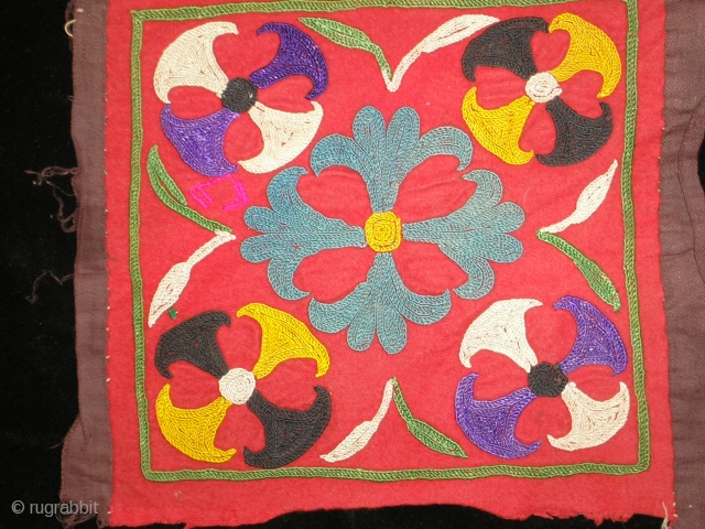 19th century Tajik embroidery 12"x12" it was used as a money bag.                     