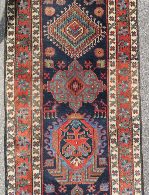 Antique Karadjeh long rug on wool foundations. Dated and signed.
 
540 cm x 91 cm

Areas of wear

More pics available on request            