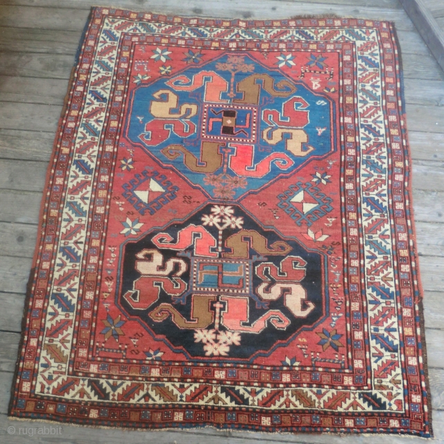 Antique Karabagh Cloudband Rug -19th Century -58" by 74"
This rug is in very good, all-original condition.
If you would like to see more photos, please email.
Please ask any question and we will reply  ...