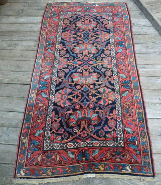Lilihan Persian Rug -Approx. 44" by 81"
This is a very nice, true antique Persian rug. It has a natural wool pile and a cotton foundation. The condition is excellent-all original with no  ...