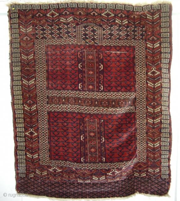 19th Century Tekke Turkoman Tent Door Cover (Ensi) 
This 19th century Tekke Turkoman tent opening cover could use some work as it does not lay flat. It also has some areas of  ...