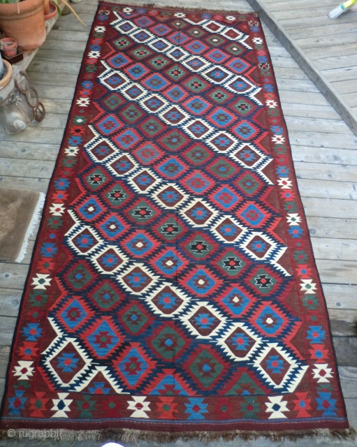 Antique Caucasian Kilim Rug -Approximately 5 feet by 11 feet. A very well-designed and executed Kilim that is extremely pleasing to the eye in its harmony and choice of colors. All original  ...