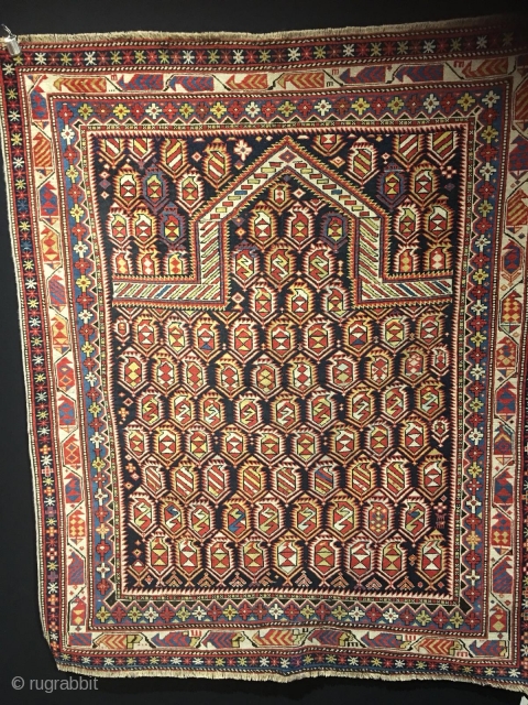 Antique marasali prayer rug, vibrant color,                           