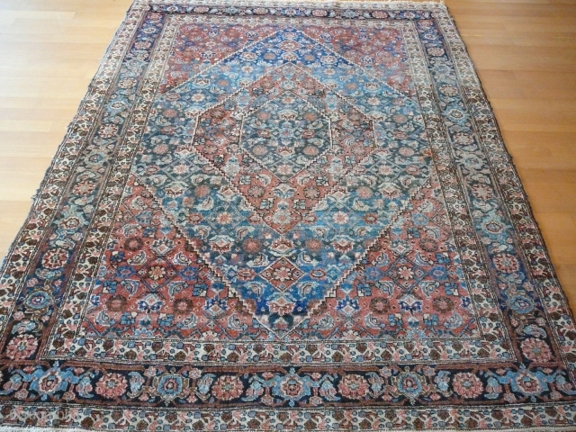 	
				
					
				
				
				
				Origin: 
				Iran
				
			
				
				Provenience: 
				Tabriz
			
			
				Size:
				191 x 130 cm
			
			
				Pile:
				Wool
			
			
				Foundation:
				Cotton
			
			
				Production:
				Handknotted
			
			
				Condition:
				Very good for age
			
			
				Age:
				III. Quater 19th century
			
				
				Repairs:
				minor repair of selvedge
			
				
				Questions:
				We will be glad to answer any ouf your questions
			
			         