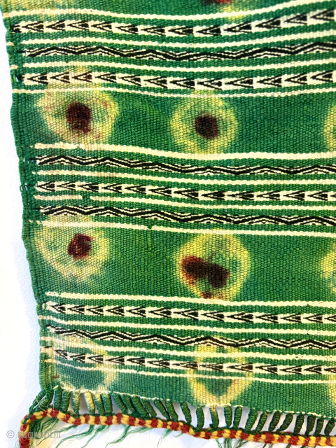 Stunning, rare, green, Berber ‘Amazigh’ head cover. Wool. Tunisia. Age mid 20th century. Size: 90 x 35 cm. Please enquire via dominicorr.com contact page
