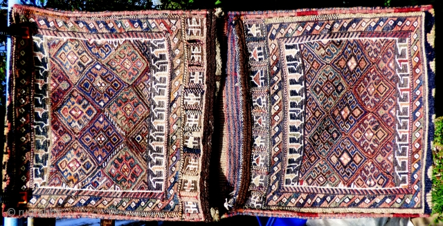 Complete Luri-Bakhtiari khorjin in very good condition, complete with plain-weave back in narrow horizonal bands of colour - see photos. Size: 42 inches x 21 inches 107cm x 53cm

Shipping is included in  ...