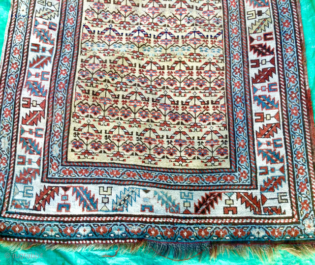 Attractive N W Persian runner, in ‘country house’ condition: overall uneven wear, sides and ends wearing in one or two places. Size:460cm x 115cm. Affordable        