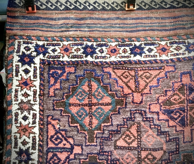 Old Baluch rug, possibly Khorasan. Lovely palette of natural colours including vivid greens and blues. Wonderfully soft wool and original sides and ends. Minor re-piling and repairs in one or two small  ...