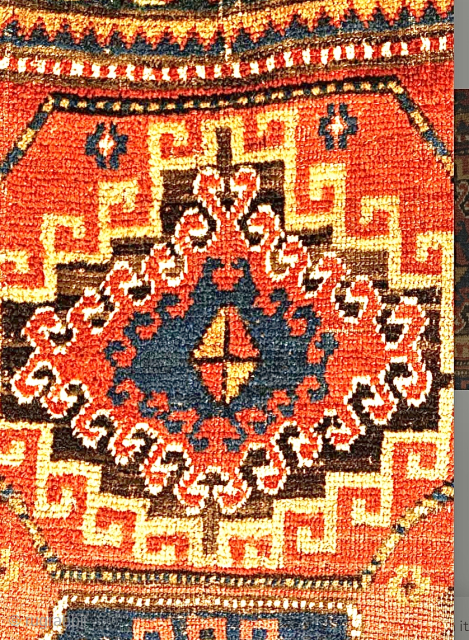 Bordjalou Kazak Carpet, 19th century. Minor wear in places, no restoration or repair. Ends and sides intact. Pure wool. A wonderful mixture of vegetal colours including a lovely blue/green in inner border. ...