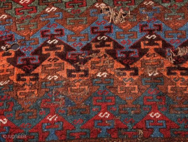 East Anatolian (Kagizman) Rug Fragment- 2 pieces: 3'5"x3'6"/114x116 cm and 1'9"x2'4"/52x72 cm                     