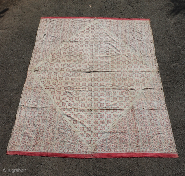 Indian chintz Coromandel coast textile found from Lampung Indonesia. This cloth in Lampung we call Lelohor Batik India. 17th-18th century. Size: 265cm X 205cm. Conditions with many small holes and repair. Please  ...