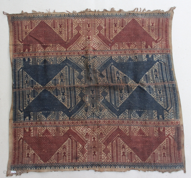 Indonesia textile cloth "Tampan" from Komering Lampung/Palembang, Sumatera. cotton. Size : 71cm x 71cm. Conditions : Please see on the picture, Free from any repair. 19th century.      