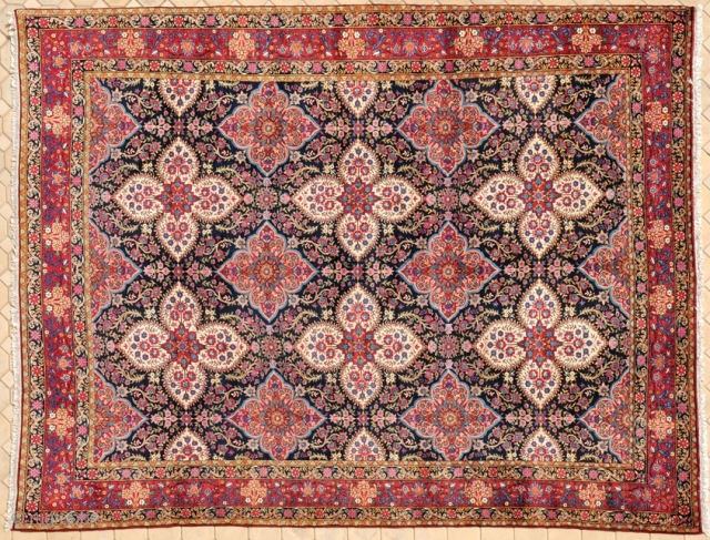 RUG NO : 5 
 
SIZE : 400 x 307 
 
TYPE : Antique 1905 
 
ORIGIN : Iran 
 
DESIGN : Yazd 
 
CONTENT : Wool on cotton 
 
BACKGROUND COLOUR  ...