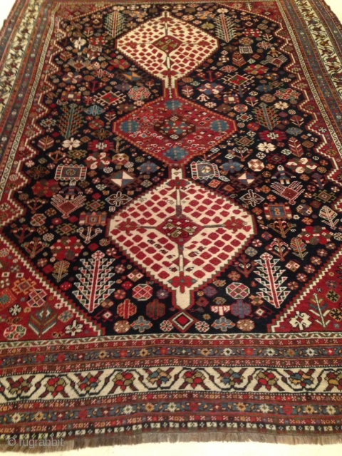 rug no	:	18
size	:	292 x 209
type	:	Antique 1900
origin	:	Iran
		Qashqai Kashkuli   SOLD
	Wool on wool
                      