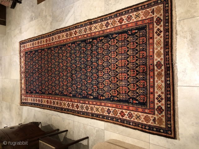 Malayer or good Hamadan 

long rug with nice  allover boteh design and some human figures .

perfect condition and washed  professionally.

335X142 cm .


available in London       