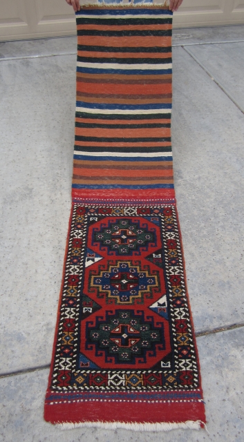 Late 20th Century Southwestern Yastik.  
Produced near the village of Cami, north Antalya mountain region.  All natural vegetable and root dyes. No wear or use.  Size: 78 inches long  ...
