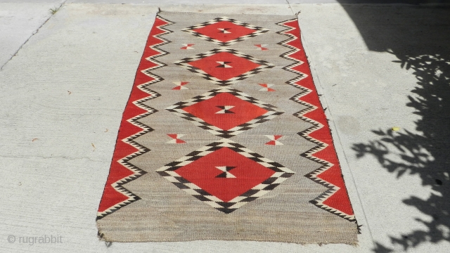 Nice 1920's Red Mesa Navajo Rug, 39"x54", Very Good Condition                       