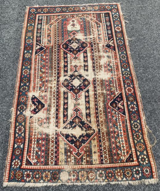 c.1890’s Caucasian / Shirvan / Karabaugh? prayer rug, with date…..approx. 3.2 x 5.5……please check closely for wear….nice old purplish / cochineal….checks drawn on U.S. banks preferred….

Thanks, R.R…..Ed Briggs…. Questions????…..207.967.3357 (landline)   