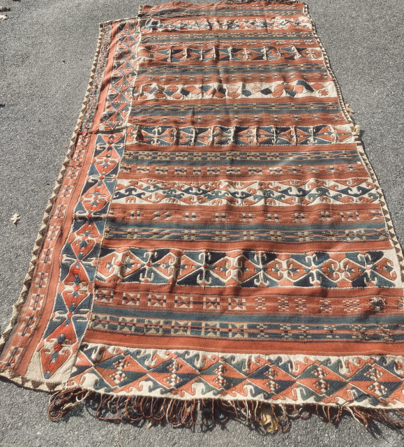 Early Uzbek kilim…..approx 4.8 x 8.8…..checks drawn on U.S. banks preferred…..can send more photos…

Thanks to R.R. for providing this site…..(will be listing a large c.1880s Lori Pambak soon)….

Ed Briggs…… ed_briggs@yahoo.com or 207  ...
