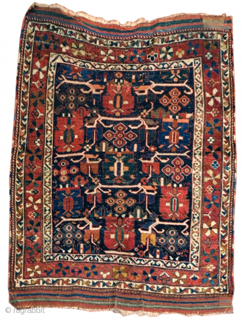 antique worn beautiful afshar rug end XIX century. cm 150x105
                       